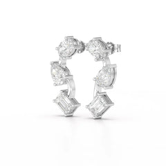 3.45 CT Lab Diamond Multi-Shape Three Stone Earrings Jama Jewels