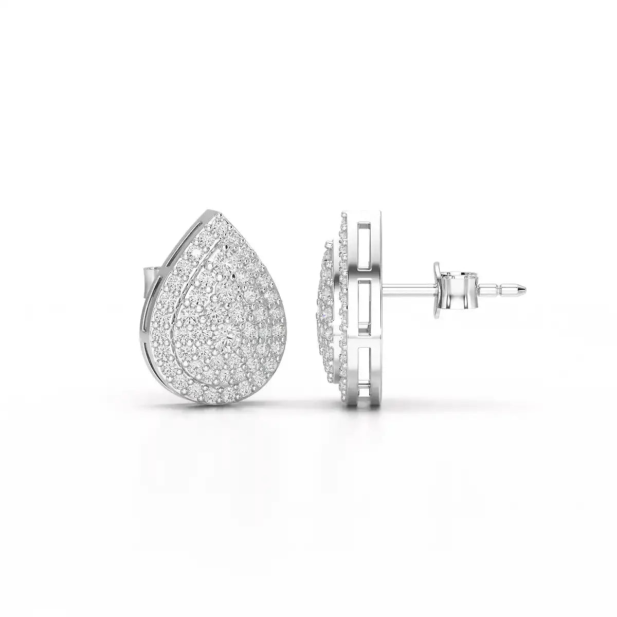 0.82 CT Lab Diamond Pear Shape Stud Earrings Jama Jewels