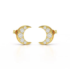 0.81 CT Lab Diamond Half Moon Earrings Jama Jewels