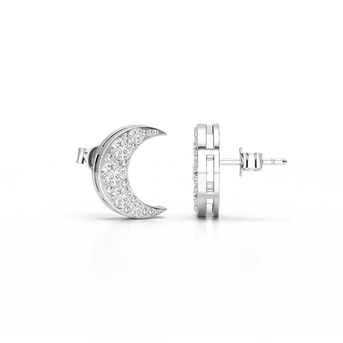 0.81 CT Lab Diamond Half Moon Earrings Jama Jewels