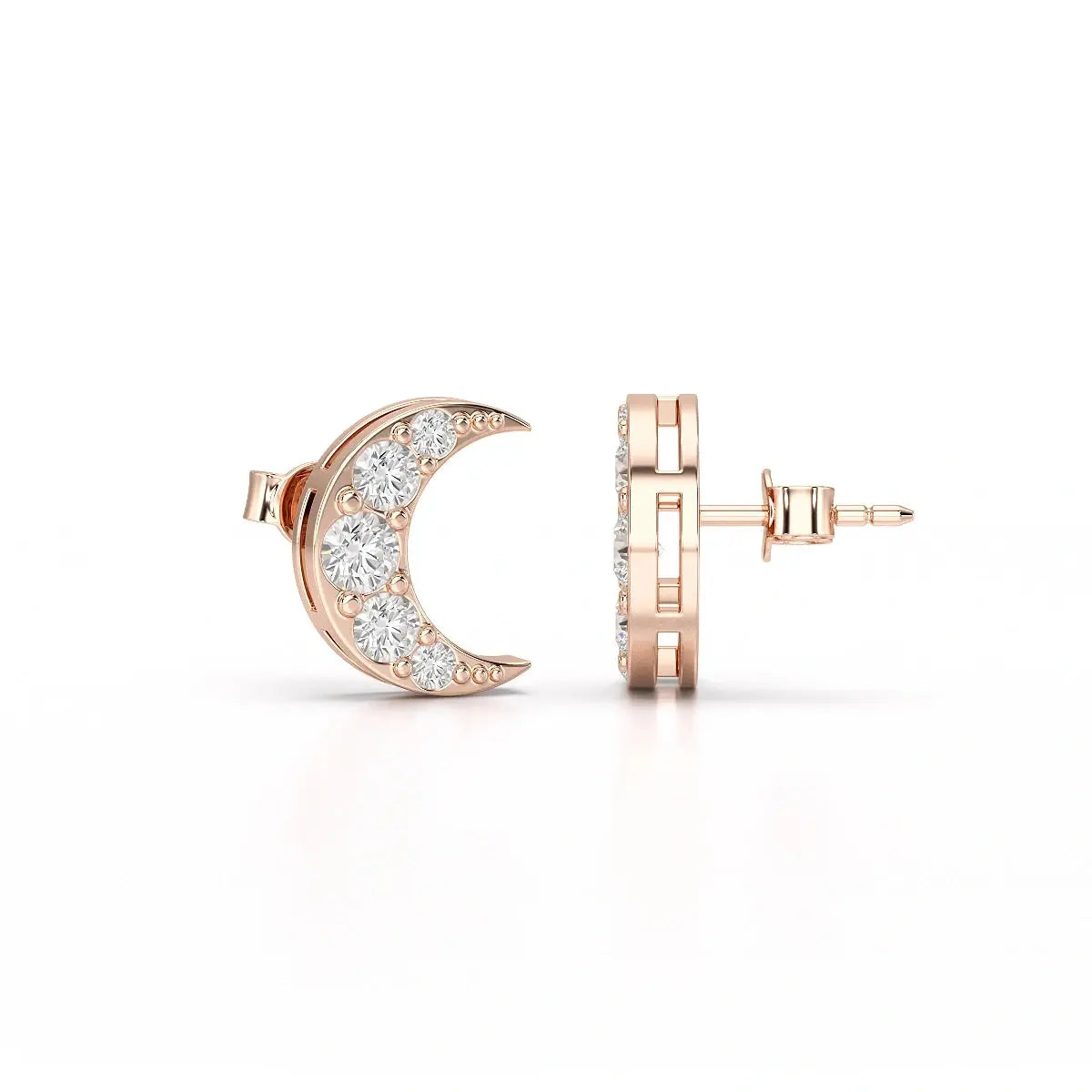 0.81 CT Lab Diamond Half Moon Earrings Jama Jewels