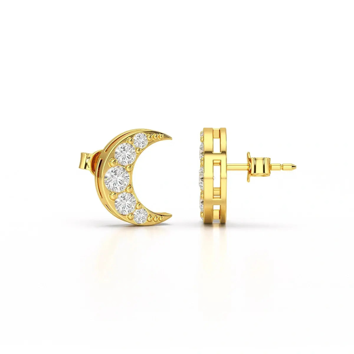 0.81 CT Lab Diamond Half Moon Earrings Jama Jewels