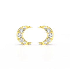 0.81 CT Lab Diamond Half Moon Earrings Jama Jewels