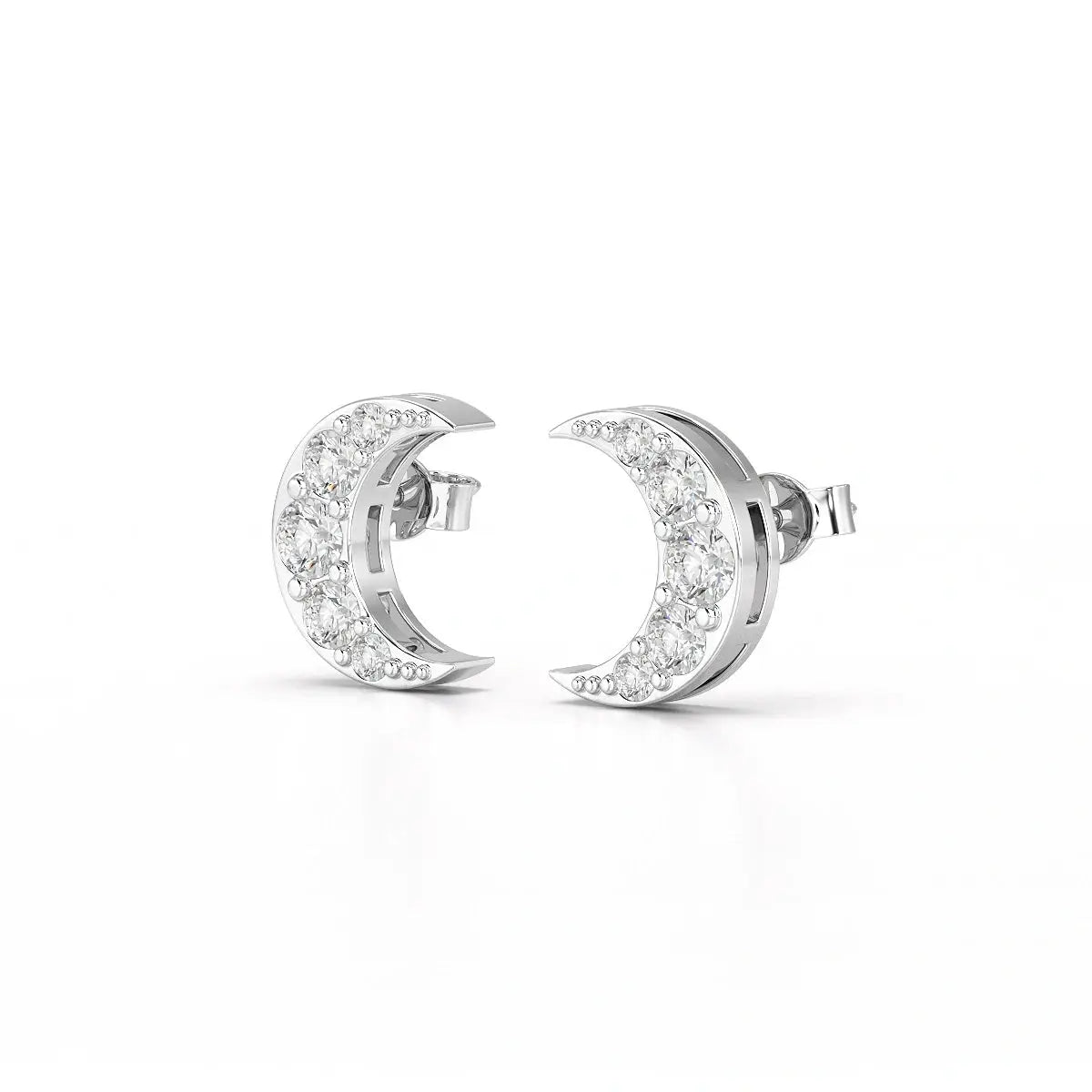 0.81 CT Lab Diamond Half Moon Earrings Jama Jewels