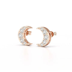 0.81 CT Lab Diamond Half Moon Earrings Jama Jewels