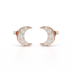 0.81 CT Lab Diamond Half Moon Earrings Jama Jewels