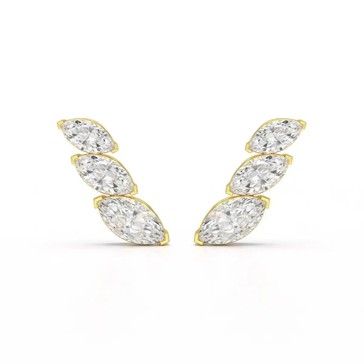 2.9 CT Trilogy Marquise Cut Lab Diamond Climber Earring Jama Jewels