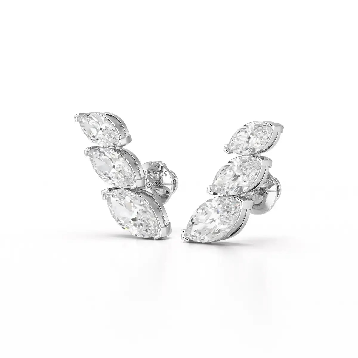 2.9 CT Trilogy Marquise Cut Lab Diamond Climber Earring Jama Jewels