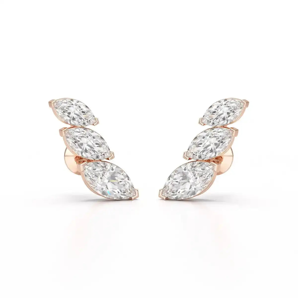 2.9 CT Trilogy Marquise Cut Lab Diamond Climber Earring Jama Jewels