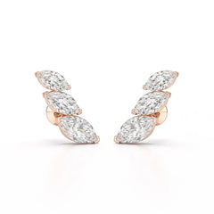 2.9 CT Trilogy Marquise Cut Lab Diamond Climber Earring Jama Jewels