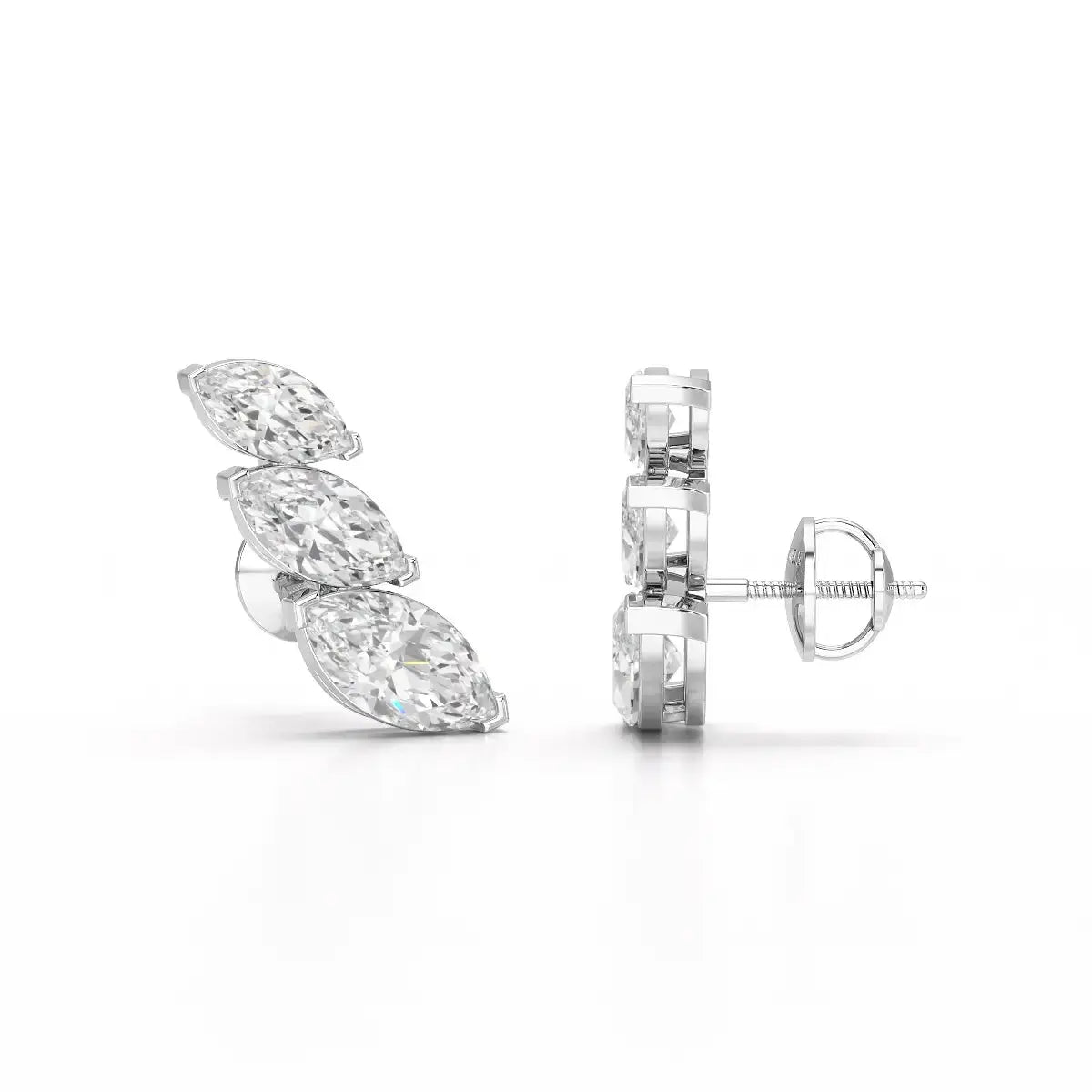 2.9 CT Trilogy Marquise Cut Lab Diamond Climber Earring Jama Jewels