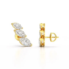 2.9 CT Trilogy Marquise Cut Lab Diamond Climber Earring Jama Jewels