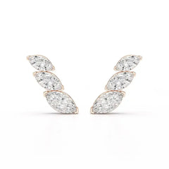 2.9 CT Trilogy Marquise Cut Lab Diamond Climber Earring Jama Jewels