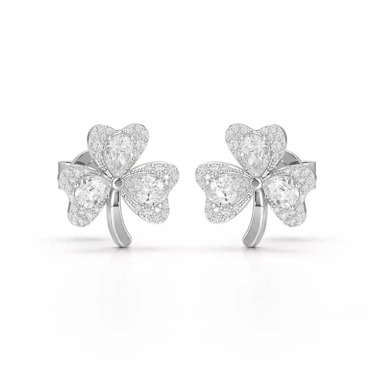 1.30 CT Petal Earring with Pear and Rounds Cut Lab Diamonds Jama Jewels