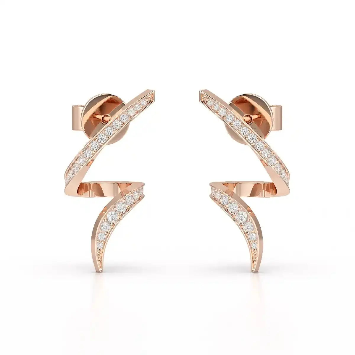 0.40 CT Spiral Earring with Round Cut Lab Diamonds Jama Jewels