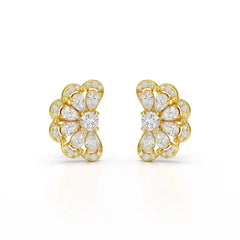 1.05 CT Flower Shape Stud Earring with Pear & Round cut Lab Diamonds Jama Jewels