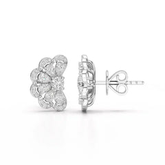 1.05 CT Flower Shape Stud Earring with Pear & Round cut Lab Diamonds Jama Jewels