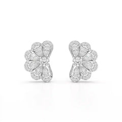 1.05 CT Flower Shape Stud Earring with Pear & Round cut Lab Diamonds Jama Jewels