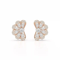 1.05 CT Flower Shape Stud Earring with Pear & Round cut Lab Diamonds Jama Jewels