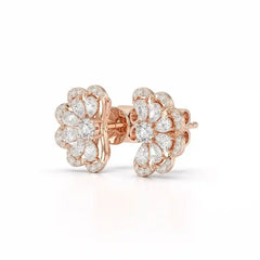1.05 CT Flower Shape Stud Earring with Pear & Round cut Lab Diamonds Jama Jewels