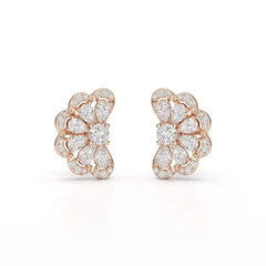 1.05 CT Flower Shape Stud Earring with Pear & Round cut Lab Diamonds Jama Jewels