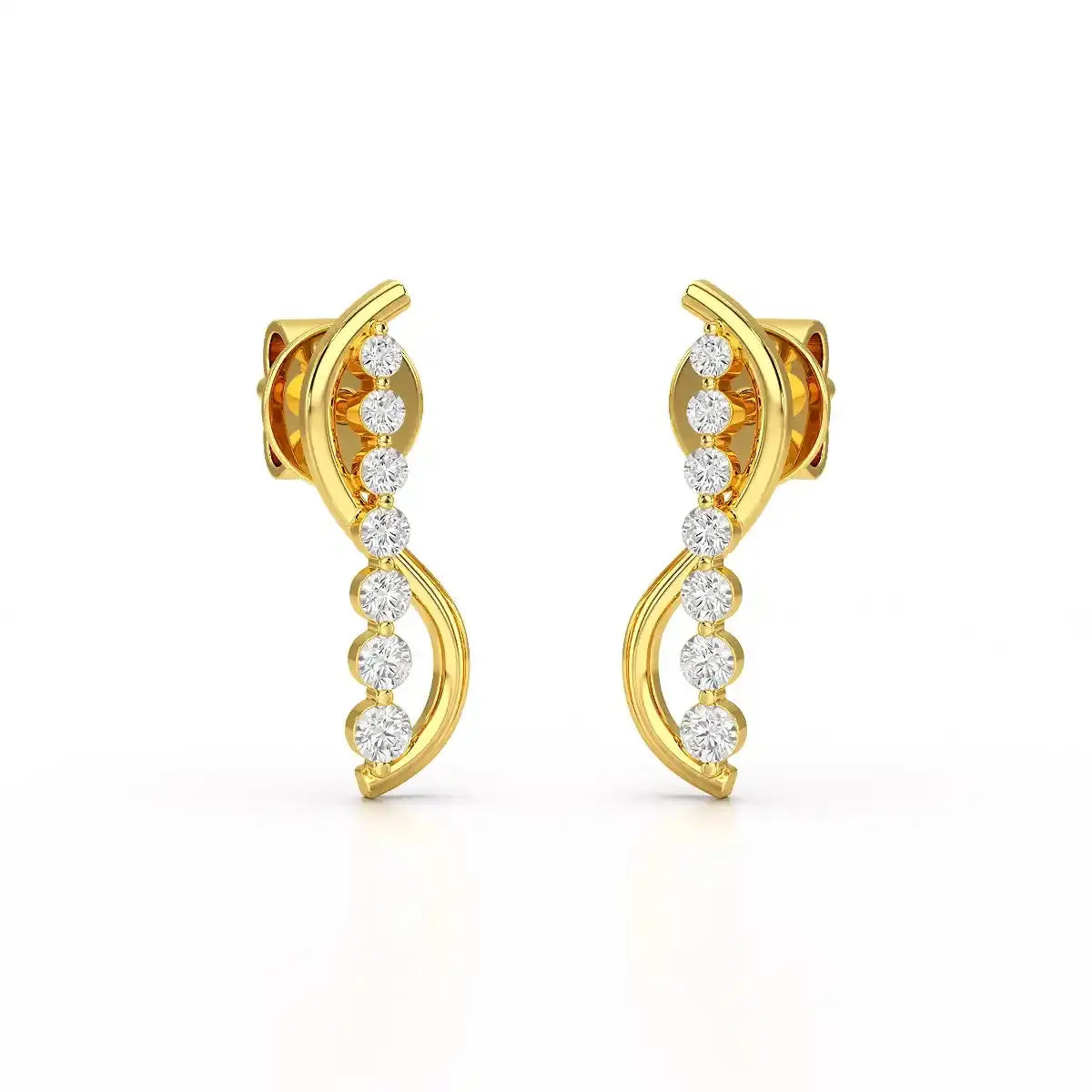 0.35 CT Swirl Lab Diamond Round Journey Earring Jama Jewels