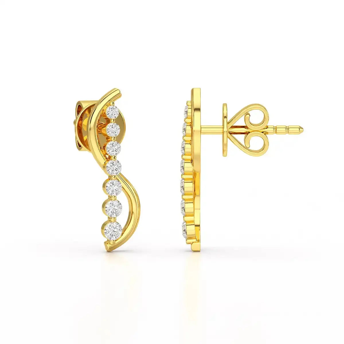0.35 CT Swirl Lab Diamond Round Journey Earring Jama Jewels