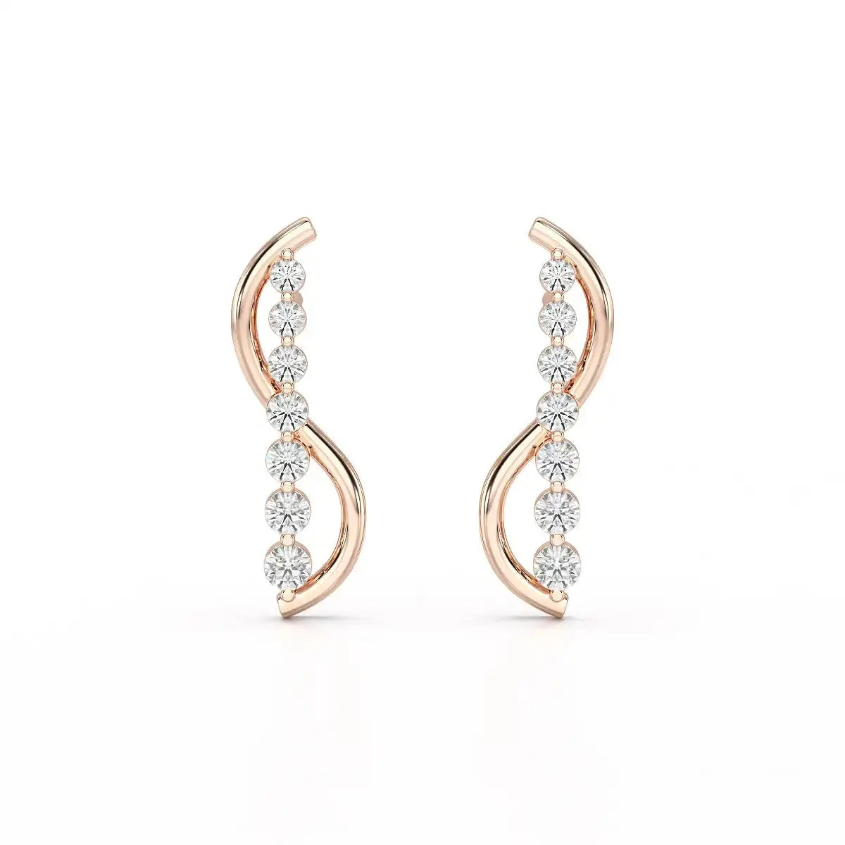 0.35 CT Swirl Lab Diamond Round Journey Earring Jama Jewels