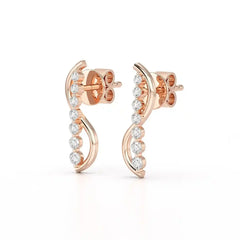0.35 CT Swirl Lab Diamond Round Journey Earring Jama Jewels