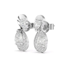 2 CT Pear and Round Cut Diamond Swirl Drop Earring Jama Jewels