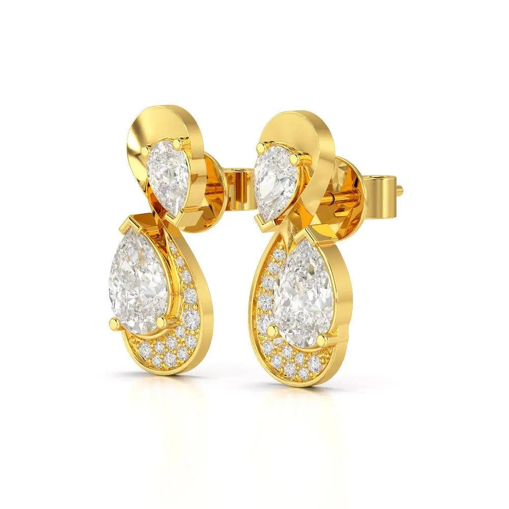 2 CT Pear and Round Cut Diamond Swirl Drop Earring Jama Jewels