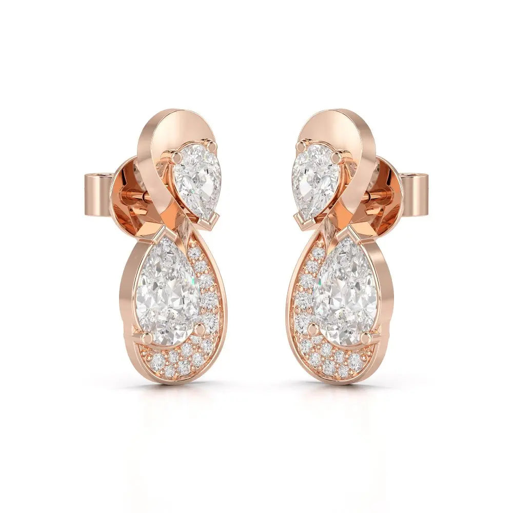 2 CT Pear and Round Cut Diamond Swirl Drop Earring Jama Jewels