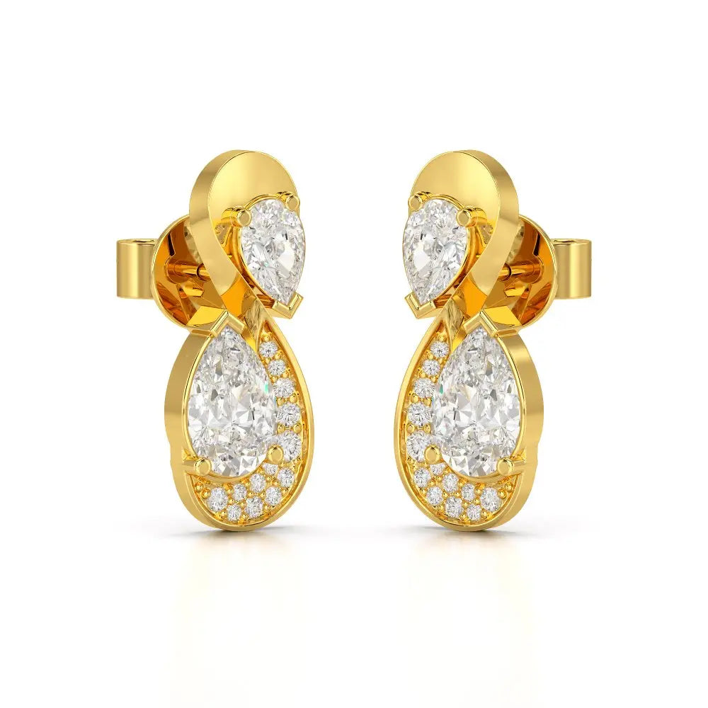 2 CT Pear and Round Cut Diamond Swirl Drop Earring Jama Jewels