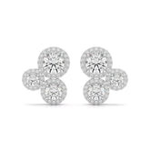 2.30 CT Trio Halo Round Cut Diamond Stud Earrings Jama Jewels
