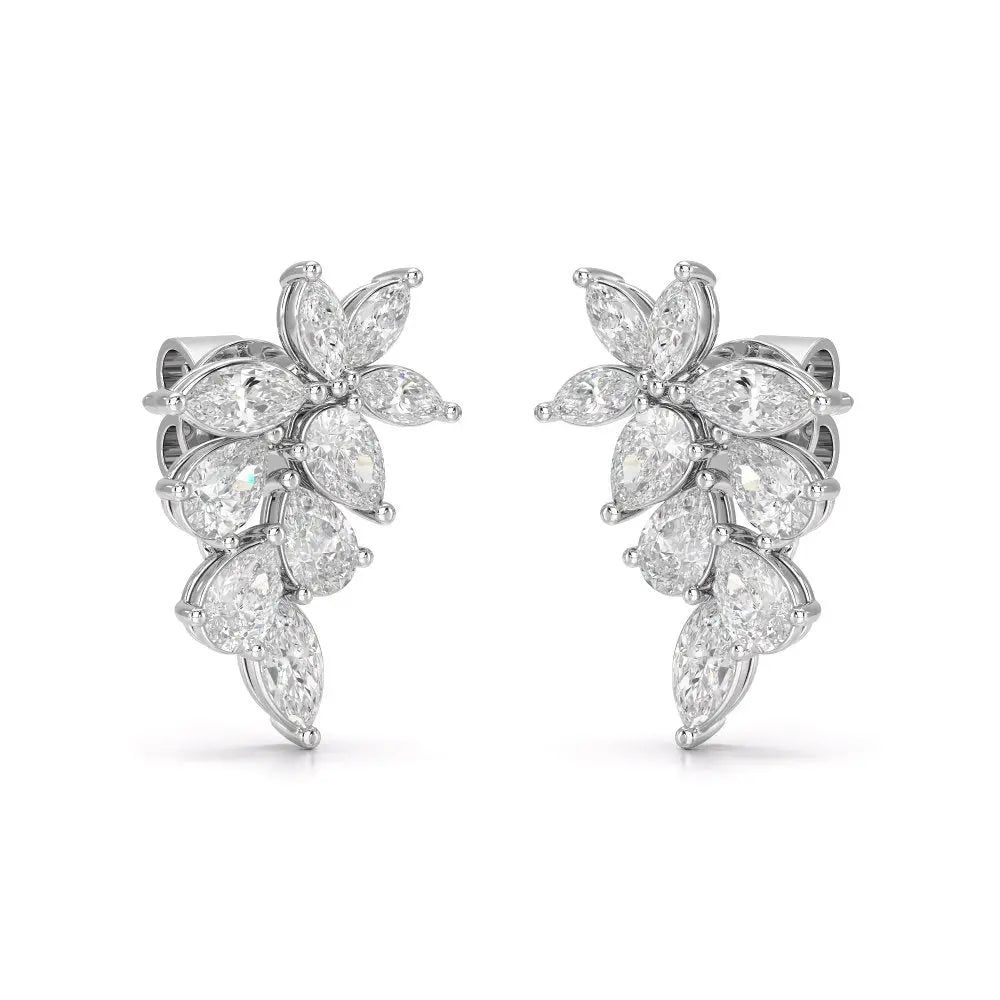 2.05 CT Pear and Marquise Cut Diamond Drop Earring Jama Jewels