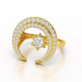5.63 CT Crescent Moon and Star Shape Lab Diamond Ring