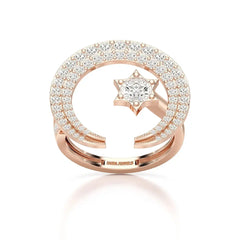 5.63 CT Crescent Moon and Star Shape Lab Diamond Ring Jama Jewels