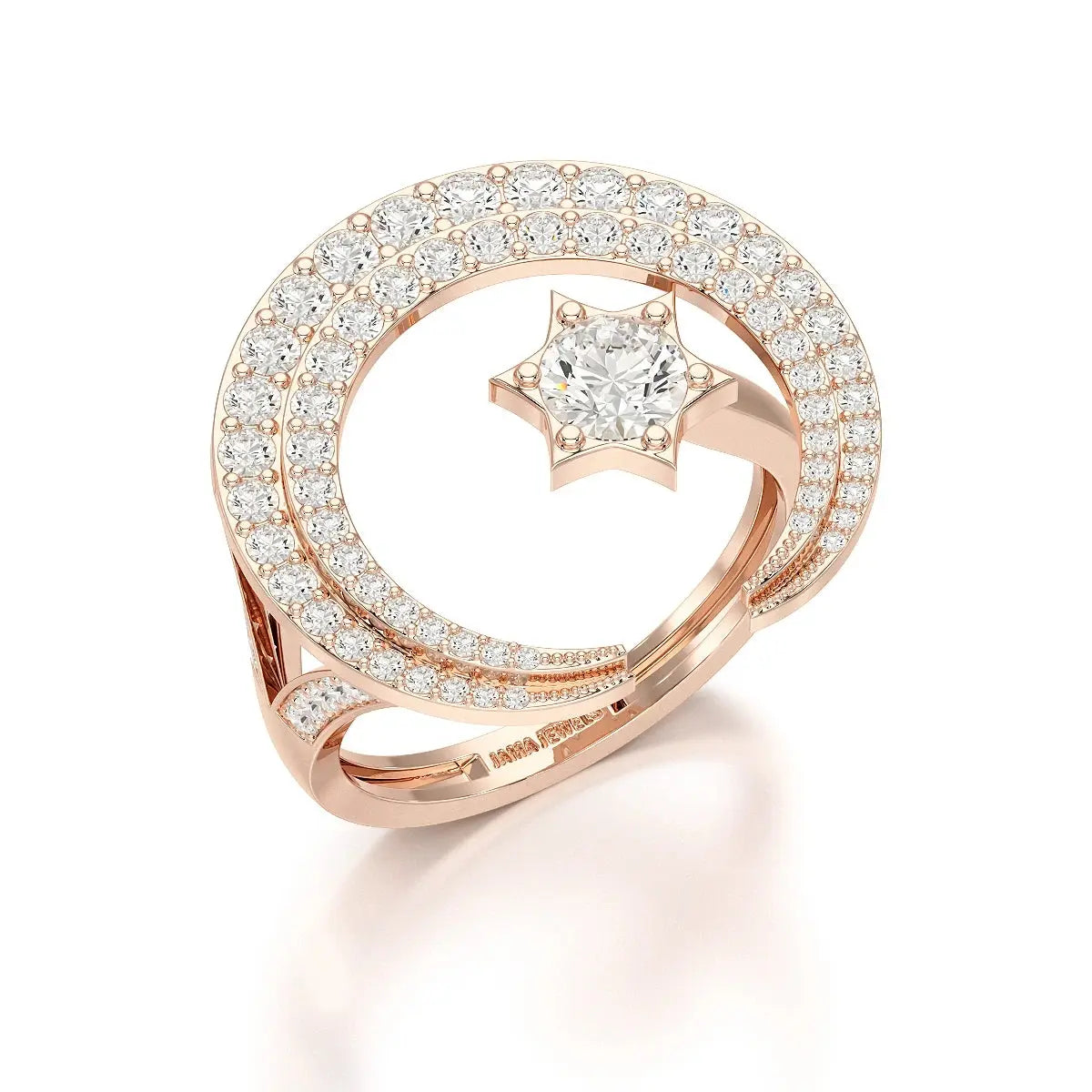 5.63 CT Crescent Moon and Star Shape Lab Diamond Ring Jama Jewels