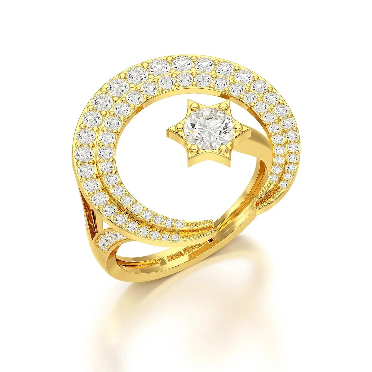 5.63 CT Crescent Moon and Star Shape Lab Diamond Ring Jama Jewels