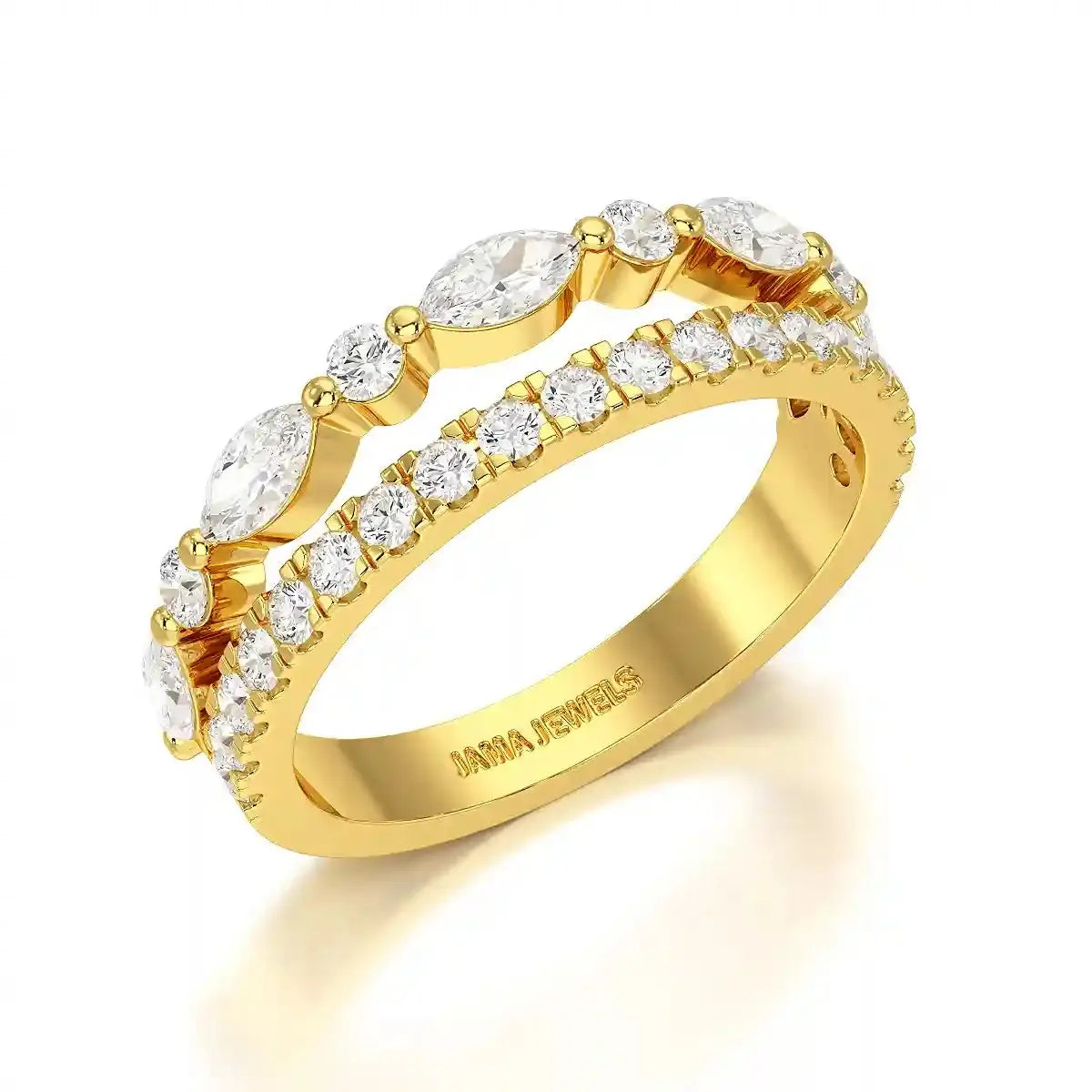 1 CT Marquise and Round Shaped Lab Diamond Ring Jama Jewels