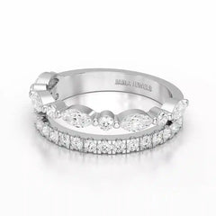 1 CT Marquise and Round Shaped Lab Diamond Ring Jama Jewels