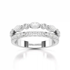 1 CT Marquise and Round Shaped Lab Diamond Ring Jama Jewels