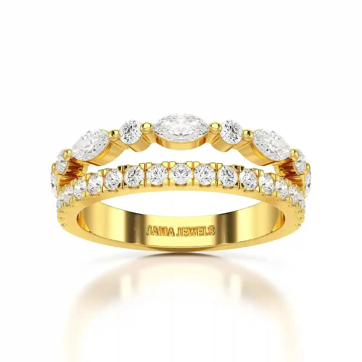 1 CT Marquise and Round Shaped Lab Diamond Ring Jama Jewels