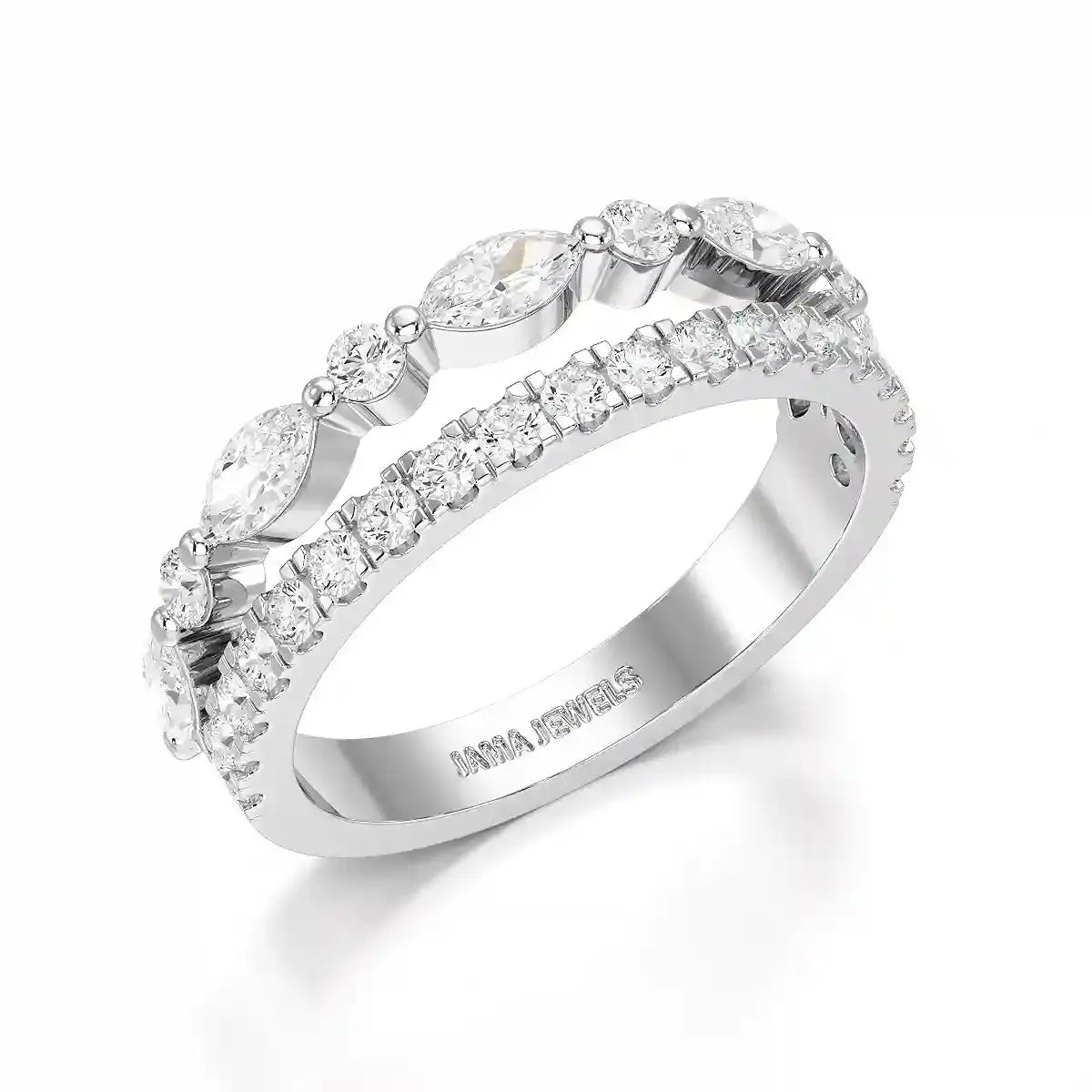 1 CT Marquise and Round Shaped Lab Diamond Ring Jama Jewels