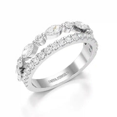 1 CT Marquise and Round Shaped Lab Diamond Ring Jama Jewels