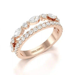 1 CT Marquise and Round Shaped Lab Diamond Ring Jama Jewels
