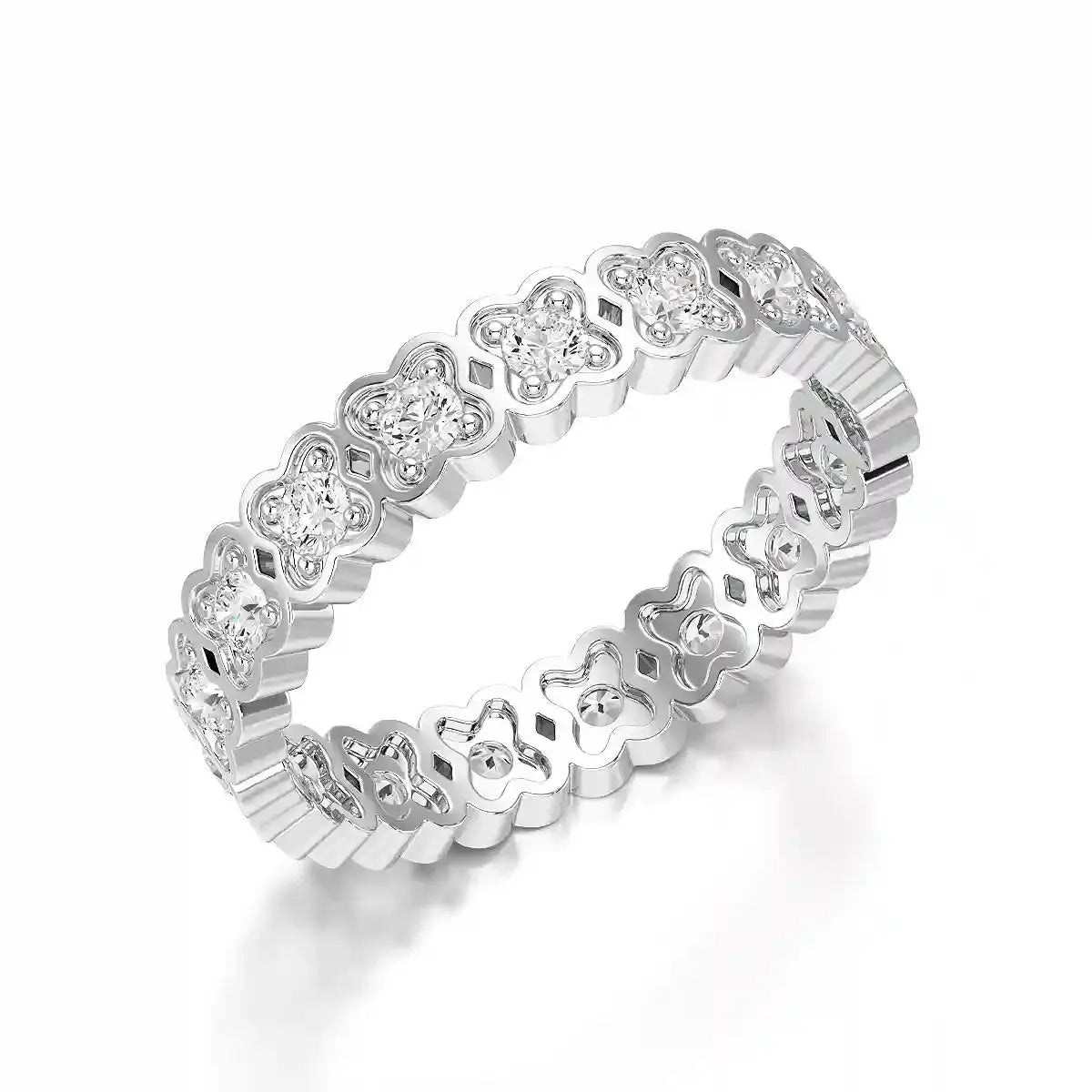 0.65 CT Flower Shape Eternity Ring with Round Cut Lab Diamonds Jama Jewels