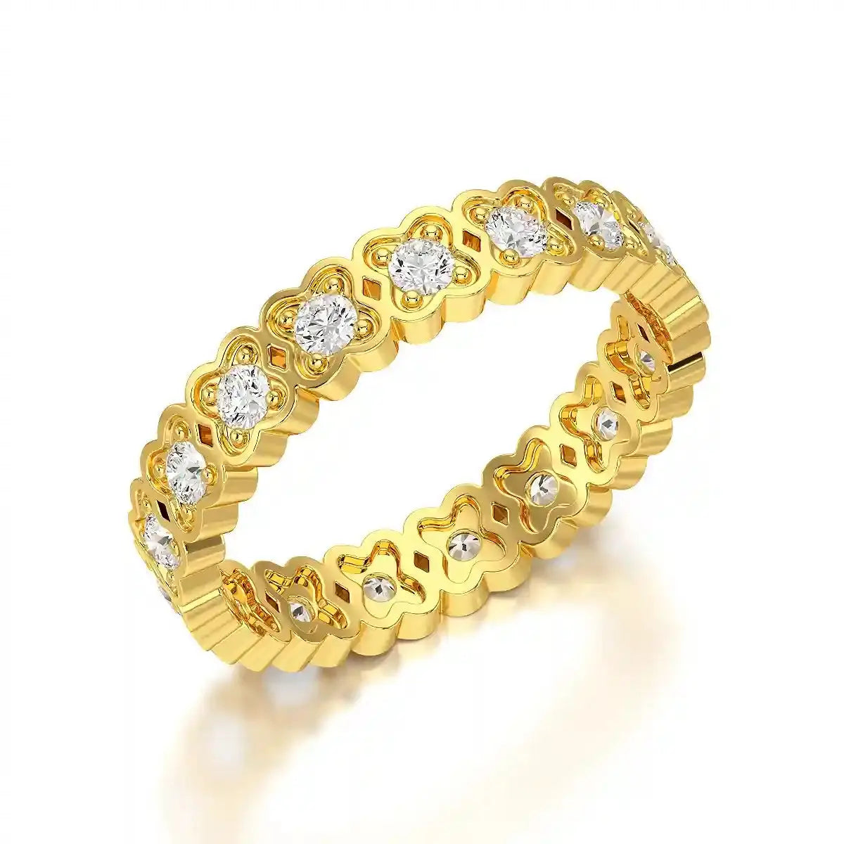 0.65 CT Flower Shape Eternity Ring with Round Cut Lab Diamonds Jama Jewels