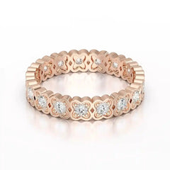 0.65 CT Flower Shape Eternity Ring with Round Cut Lab Diamonds Jama Jewels