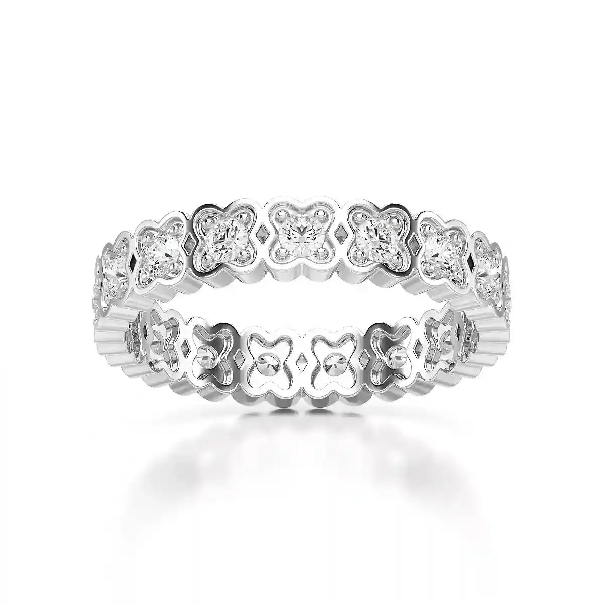 0.65 CT Flower Shape Eternity Ring with Round Cut Lab Diamonds Jama Jewels